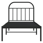 Metal Bed Frame without Mattress with Headboard Black 90x190 cm