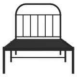 Metal Bed Frame without Mattress with Headboard Black 90x190 cm - Rear View