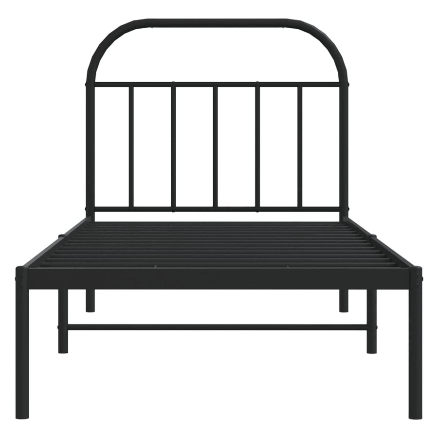Metal Bed Frame without Mattress with Headboard Black 90x190 cm