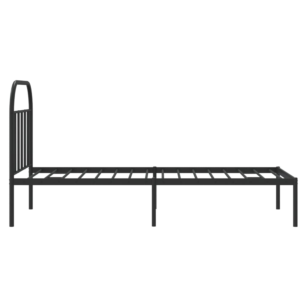 Metal Bed Frame without Mattress with Headboard Black 90x190 cm