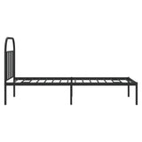 Metal Bed Frame without Mattress with Headboard Black 90x190 cm