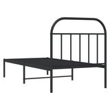 Metal Bed Frame without Mattress with Headboard Black 90x190 cm