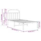 Metal Bed Frame without Mattress with Headboard Black 90x190 cm