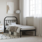 Metal Bed Frame without Mattress with Headboard Black 90x190 cm