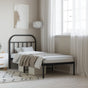 Metal Bed Frame without Mattress with Headboard Black 90x190 cm