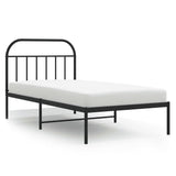 Metal Bed Frame without Mattress with Headboard Black 107x203 cm King Single