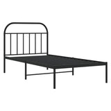 Metal Bed Frame without Mattress with Headboard Black 107x203 cm King Single