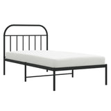 Metal Bed Frame without Mattress with Headboard Black 107x203 cm King Single - 45-Degree Angle