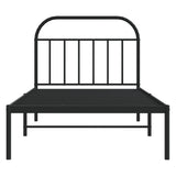 Metal Bed Frame without Mattress with Headboard Black 107x203 cm King Single