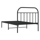 Metal Bed Frame without Mattress with Headboard Black 107x203 cm King Single - Low Angle