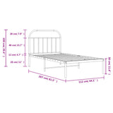 Metal Bed Frame without Mattress with Headboard Black 107x203 cm King Single