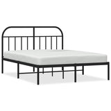 Metal Bed Frame without Mattress with Headboard Black 135x190 cm - Front View
