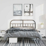 Metal Bed Frame without Mattress with Headboard Black 135x190 cm