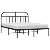 Metal Bed Frame without Mattress with Headboard Black 135x190 cm - 45-Degree Angle