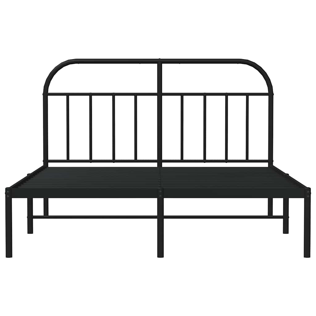 Metal Bed Frame without Mattress with Headboard Black 135x190 cm