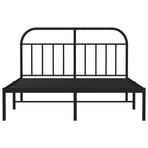 Metal Bed Frame without Mattress with Headboard Black 135x190 cm