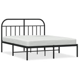 Metal Bed Frame without Mattress with Headboard Black 150x200 cm - Front View