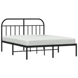 Metal Bed Frame without Mattress with Headboard Black 150x200 cm - 45-Degree Angle