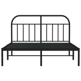 Metal Bed Frame without Mattress with Headboard Black 150x200 cm - Rear View