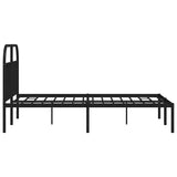 Metal Bed Frame without Mattress with Headboard Black 150x200 cm - Close-Up Angle