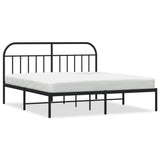 Metal Bed Frame without Mattress with Headboard Black 183x203 cm King - Front View