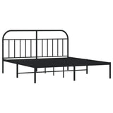 Metal Bed Frame without Mattress with Headboard Black 183x203 cm King - Side View