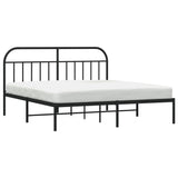 Metal Bed Frame without Mattress with Headboard Black 183x203 cm King - 45-Degree Angle