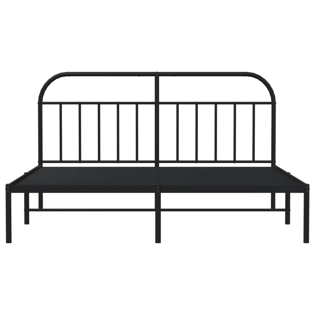 Metal Bed Frame without Mattress with Headboard Black 183x203 cm King