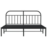 Metal Bed Frame without Mattress with Headboard Black 183x203 cm King