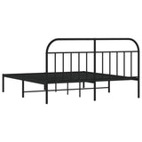 Metal Bed Frame without Mattress with Headboard Black 183x203 cm King - Low Angle