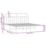 Metal Bed Frame without Mattress with Headboard Black 183x203 cm King