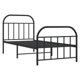 Metal Bed Frame without Mattress with Footboard Black 90x190 cm