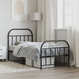 Metal Bed Frame without Mattress with Footboard Black 90x190 cm - Top-Down View