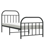 Metal Bed Frame without Mattress with Footboard Black 90x190 cm