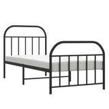 Metal Bed Frame without Mattress with Footboard Black 90x190 cm - 45-Degree Angle