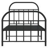 Metal Bed Frame without Mattress with Footboard Black 90x190 cm