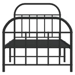 Metal Bed Frame without Mattress with Footboard Black 90x190 cm