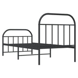 Metal Bed Frame without Mattress with Footboard Black 90x190 cm