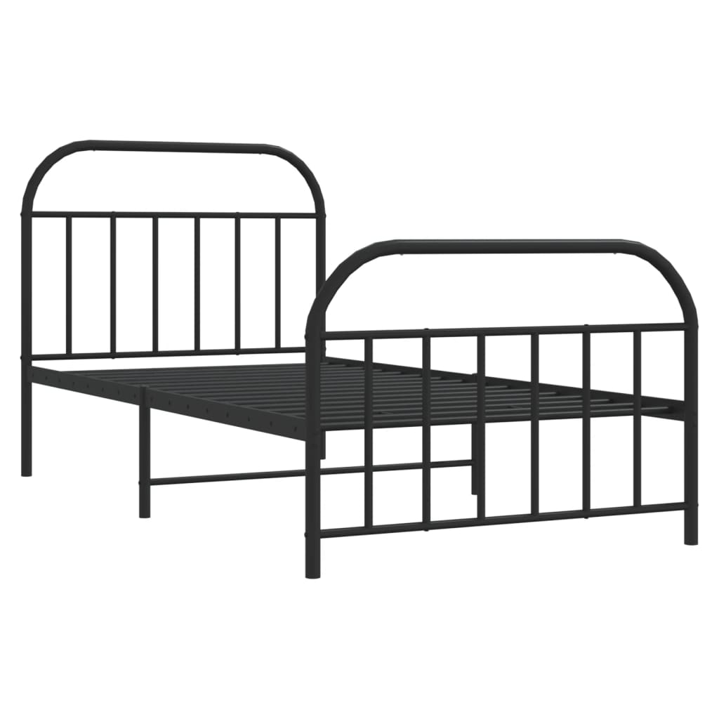 Metal Bed Frame without Mattress with Footboard Black 107x203 cm King Single