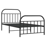 Metal Bed Frame without Mattress with Footboard Black 107x203 cm King Single - Side View
