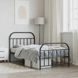 Metal Bed Frame without Mattress with Footboard Black 107x203 cm King Single - Top-Down View