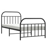 Metal Bed Frame without Mattress with Footboard Black 107x203 cm King Single - 45-Degree Angle