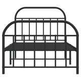 Metal Bed Frame without Mattress with Footboard Black 107x203 cm King Single - Rear View