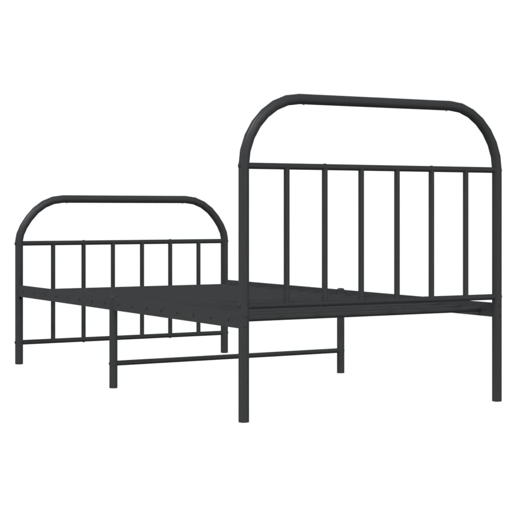 Metal Bed Frame without Mattress with Footboard Black 107x203 cm King Single