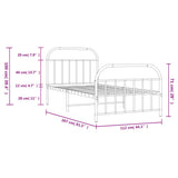 Metal Bed Frame without Mattress with Footboard Black 107x203 cm King Single
