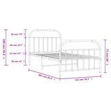 Metal Bed Frame without Mattress with Footboard Black 107x203 cm King Single - Extra Image