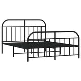 Metal Bed Frame without Mattress with Footboard Black 135x190 cm - Side View