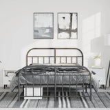 Metal Bed Frame without Mattress with Footboard Black 135x190 cm - Top-Down View
