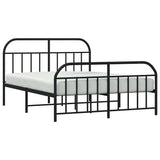 Metal Bed Frame without Mattress with Footboard Black 135x190 cm - 45-Degree Angle