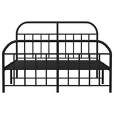 Metal Bed Frame without Mattress with Footboard Black 135x190 cm